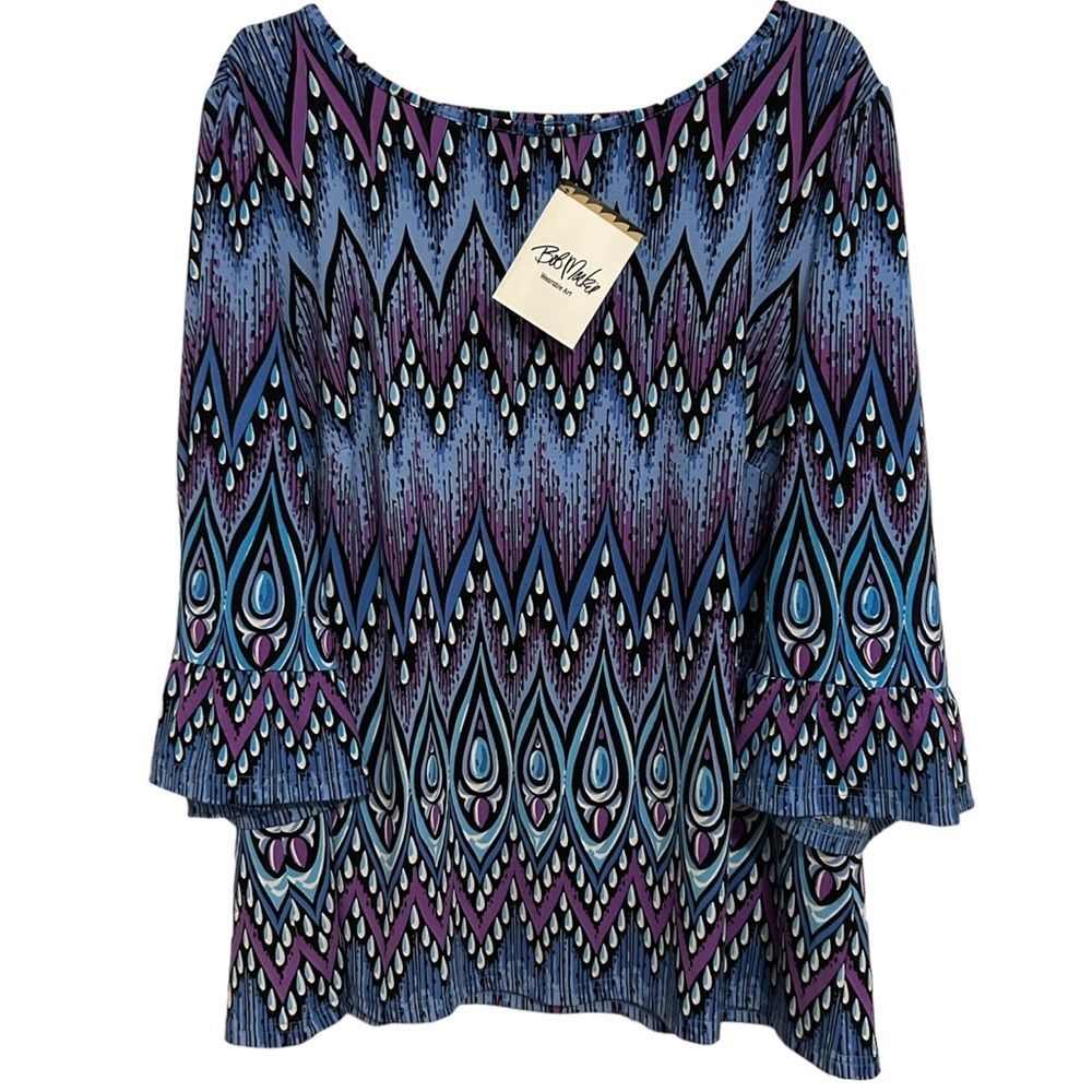 BOB MACKIE NWT Mixed Prints Wearable Art Blouse 1X